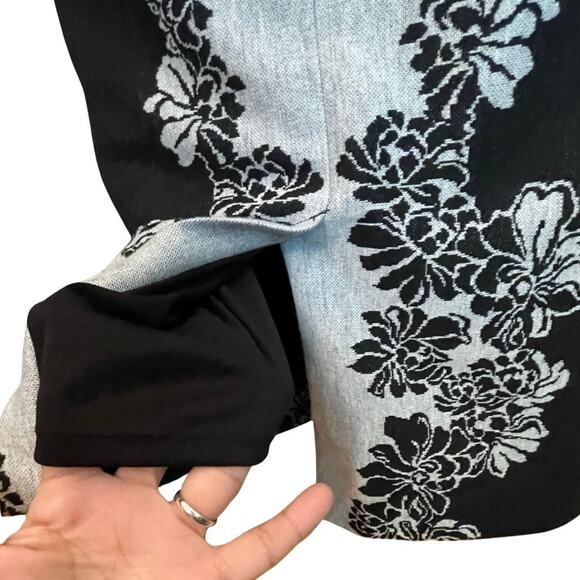 Betsey Johnson Black Gray Floral Jacquard Bodycon Pencil Dress Size 8 - Picture 9 of 12